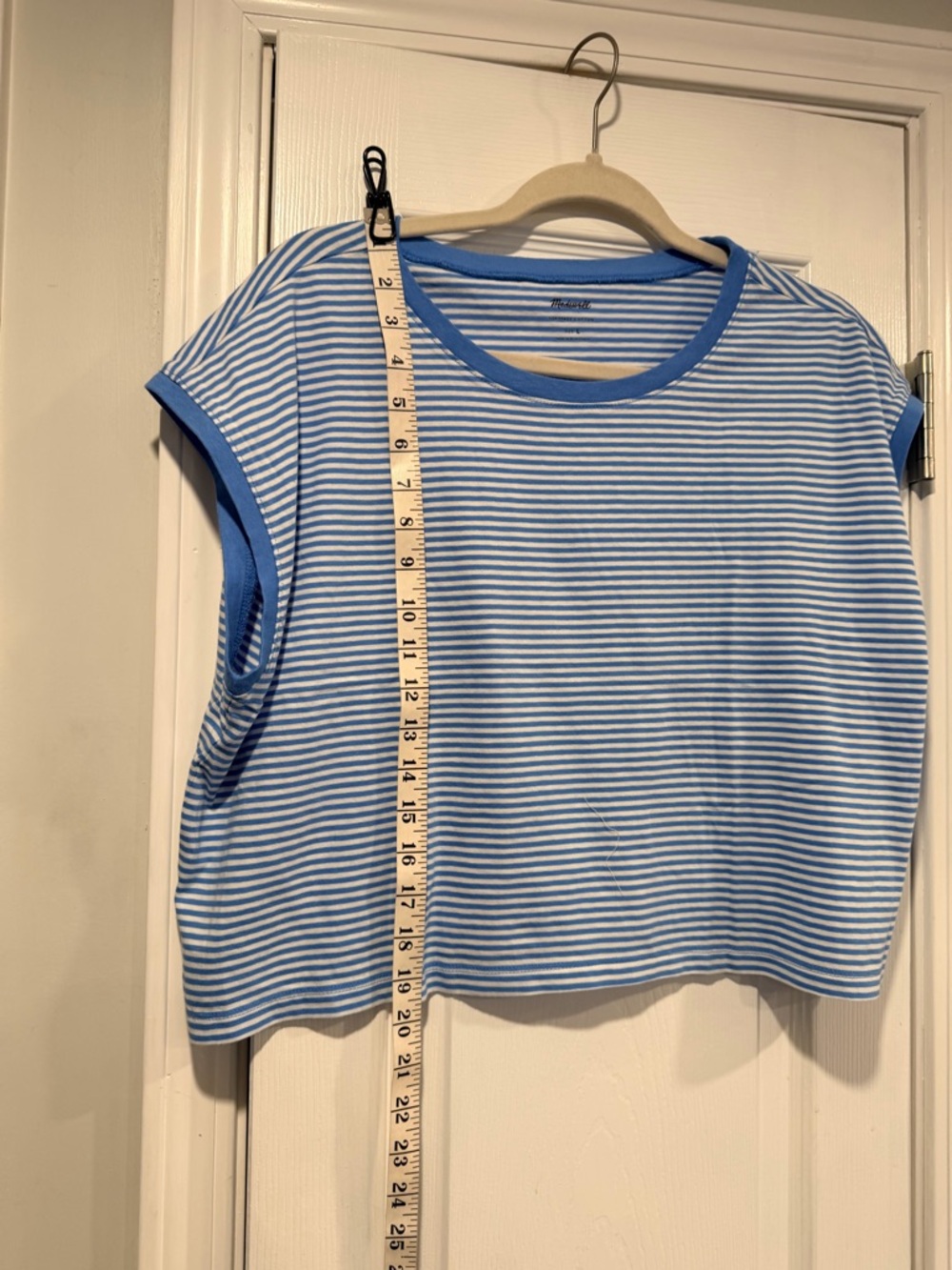 Madewell Blue and White Striped Muscle Tee - Picture 7 of 9